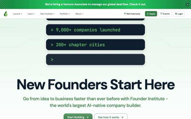 Founder Institute homepage