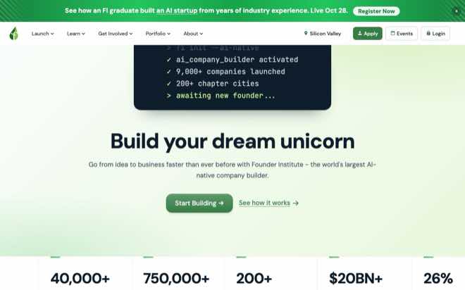 Founder Institute homepage