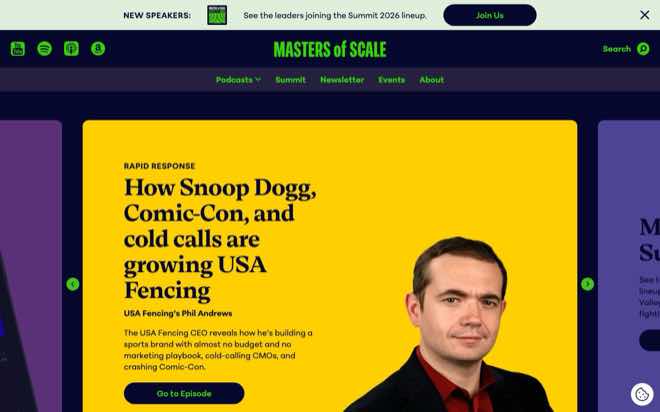 Masters of Scale podcast website