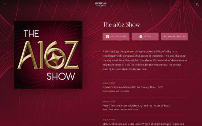 The a16z Show page on a16z.com