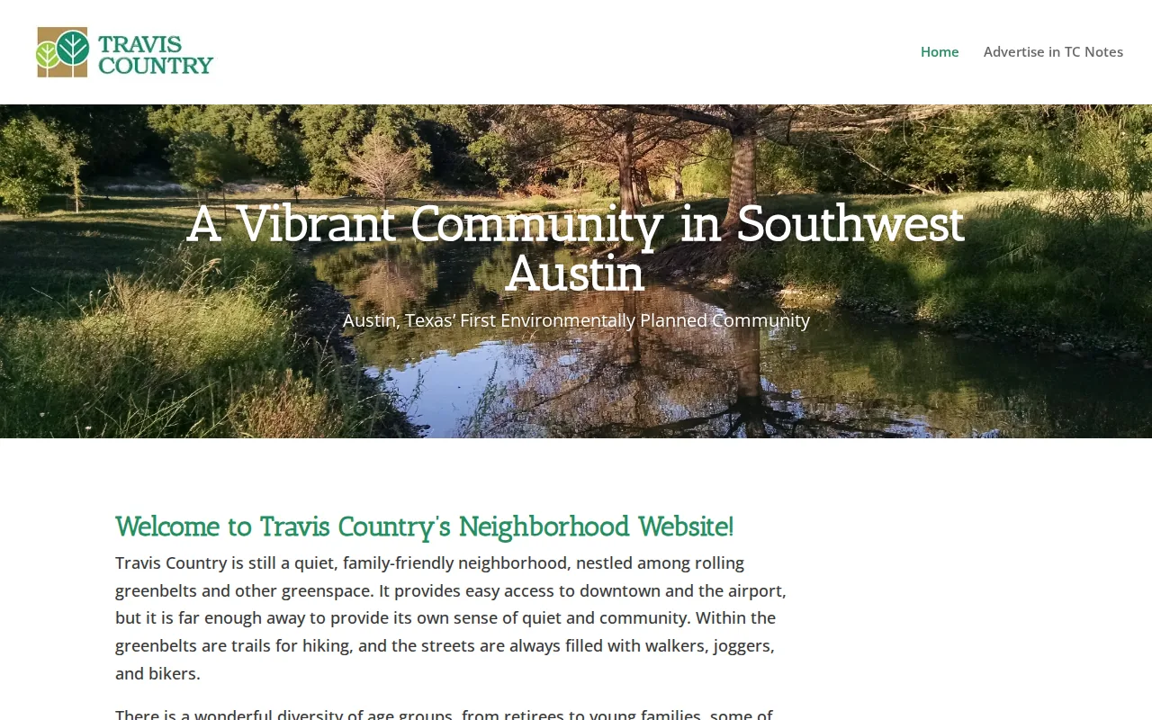 Screenshot of the Travis Country website