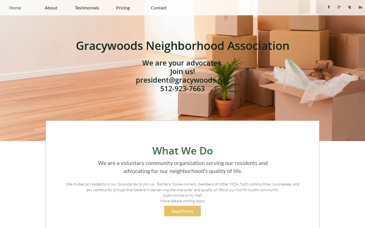 Screenshot of the Gracywoods website