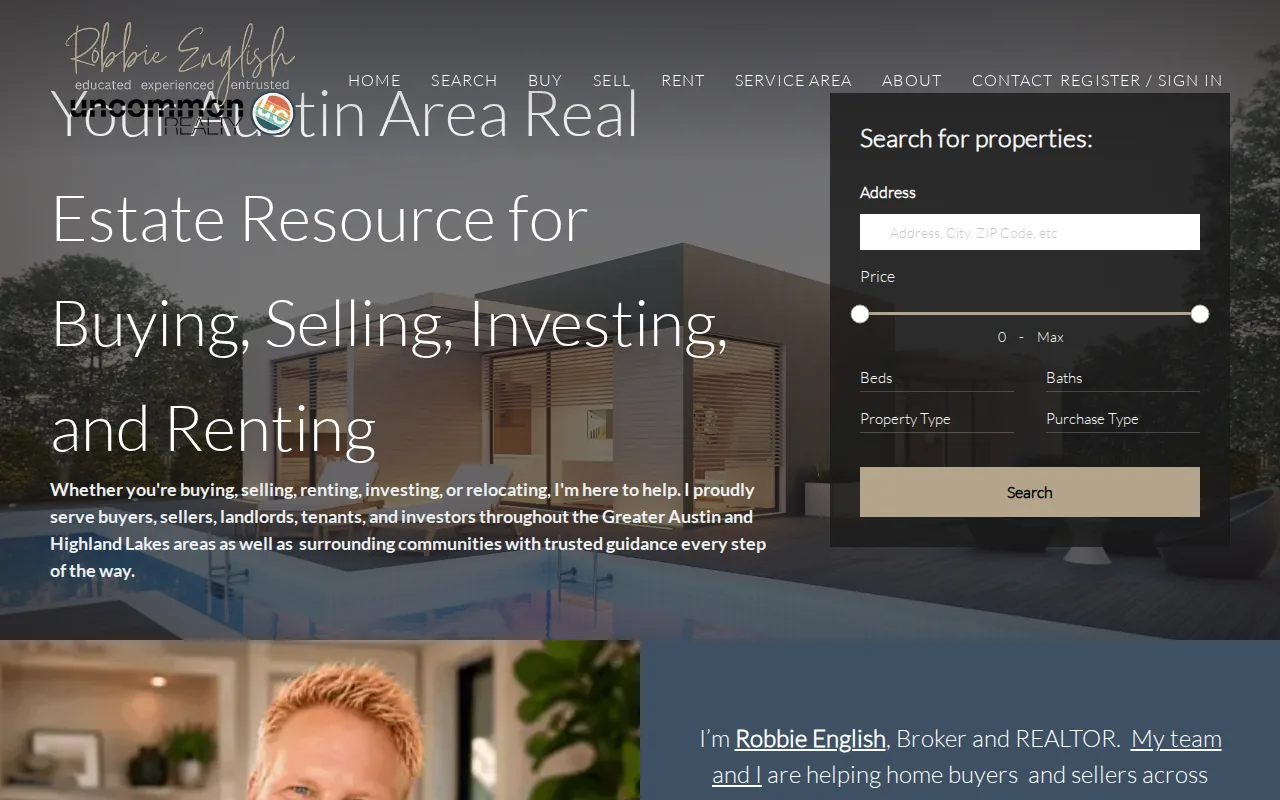 Screenshot of the Robbie English website