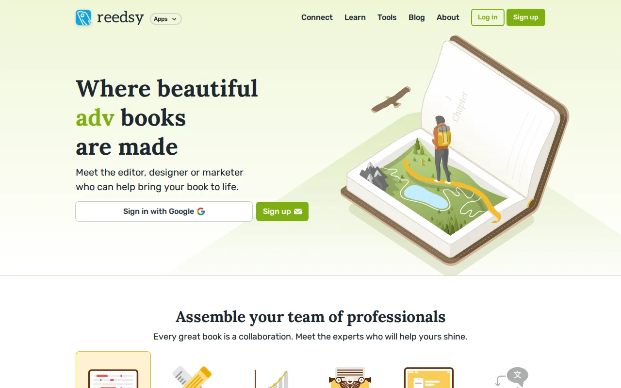 Screenshot of the Reedsy website