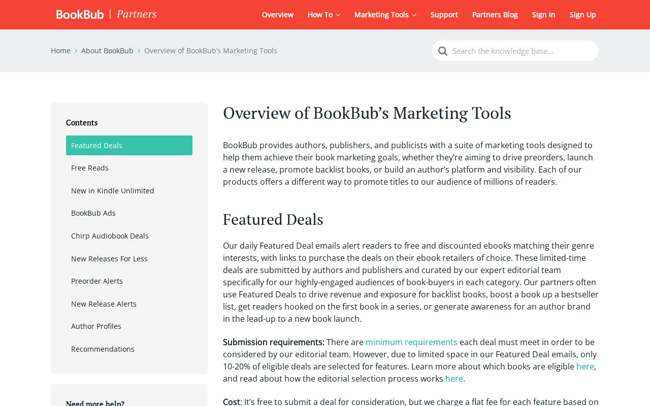 Screenshot of the BookBub website