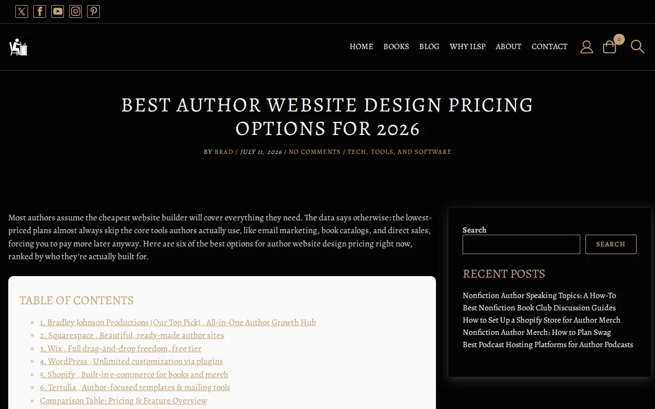 Screenshot of the Wix website