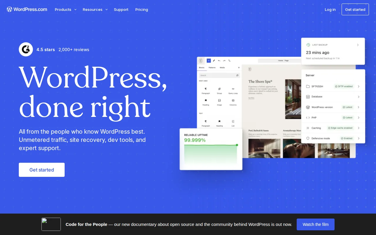 Screenshot of the WordPress website