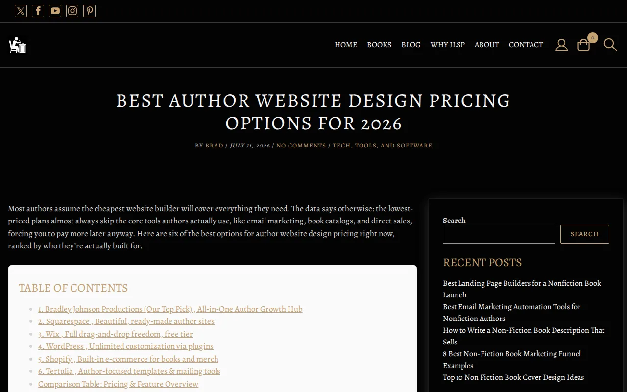 Squarespace: visual reference for 3. Squarespace, Flexible Design for a Polished Author Brand