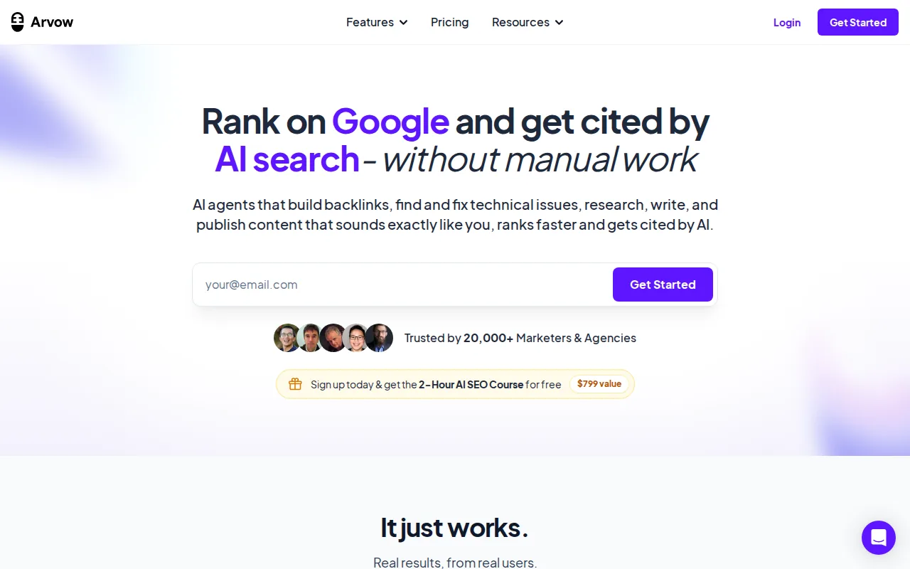 Arvow: visual reference for 2. Arvow, Automated Content and AI-Powered Backlink Exchange