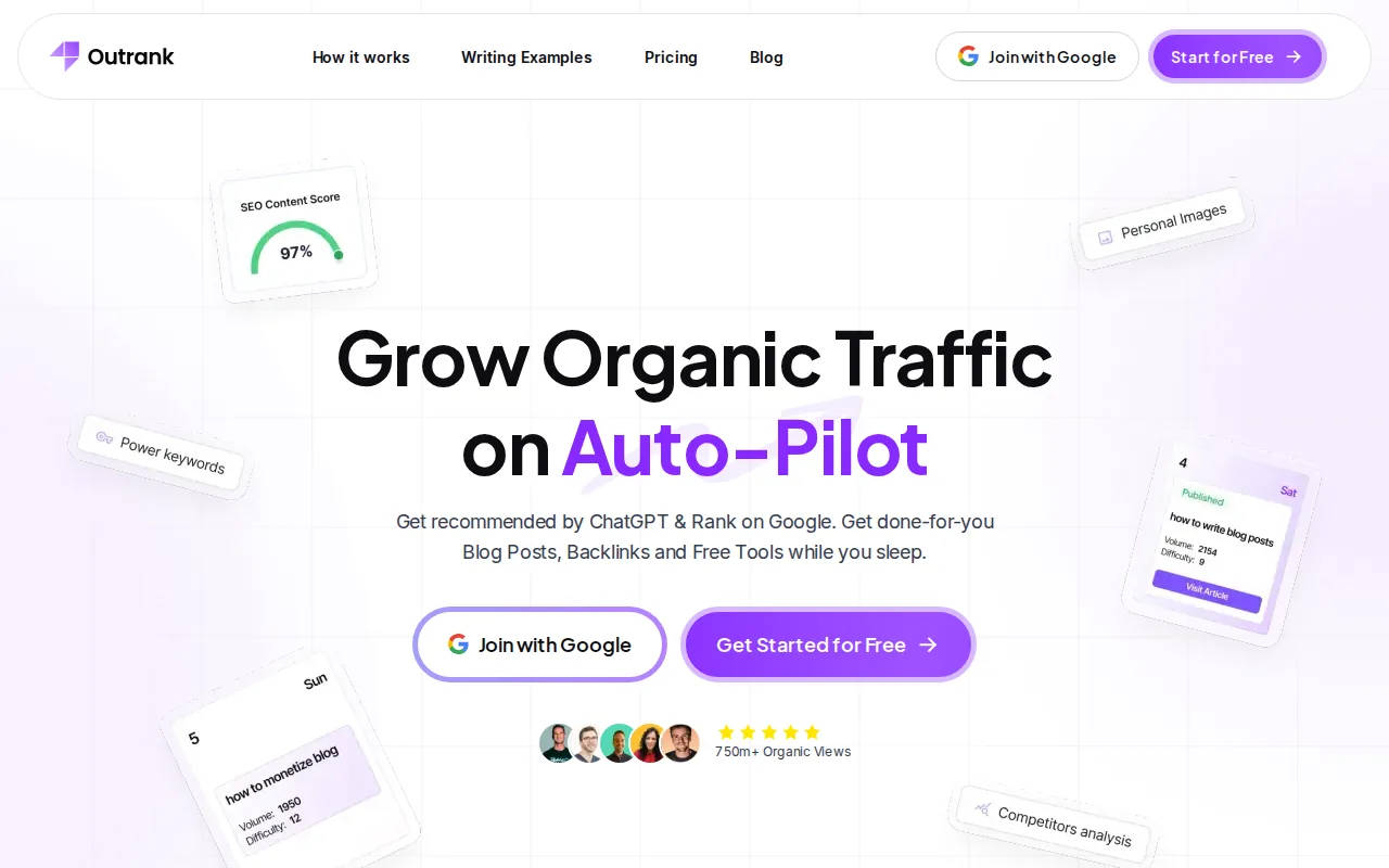 Outrank: visual reference for 3. Outrank, Daily SEO Content with Automated Link Placement