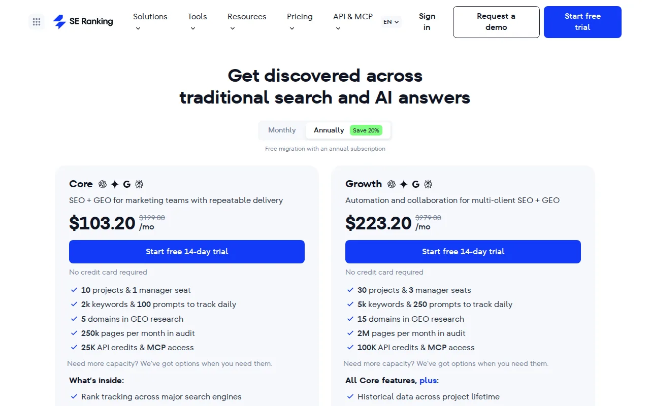 SE Ranking: visual reference for 4. SE Ranking, Rank Tracking and Backlink Alerts for Agencies