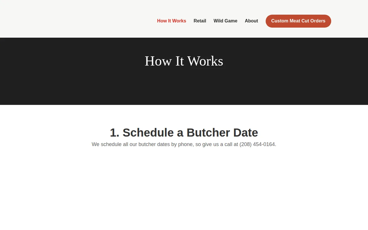 Screenshot of the Greenleaf Meat Packing website
