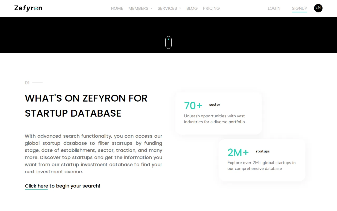 Zefyron AI-driven matchmaking platform for startups and investors