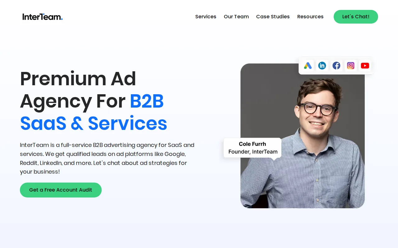 Best B2B PPC Agencies for 2026 2 Screenshot of the InterTeam Marketing website