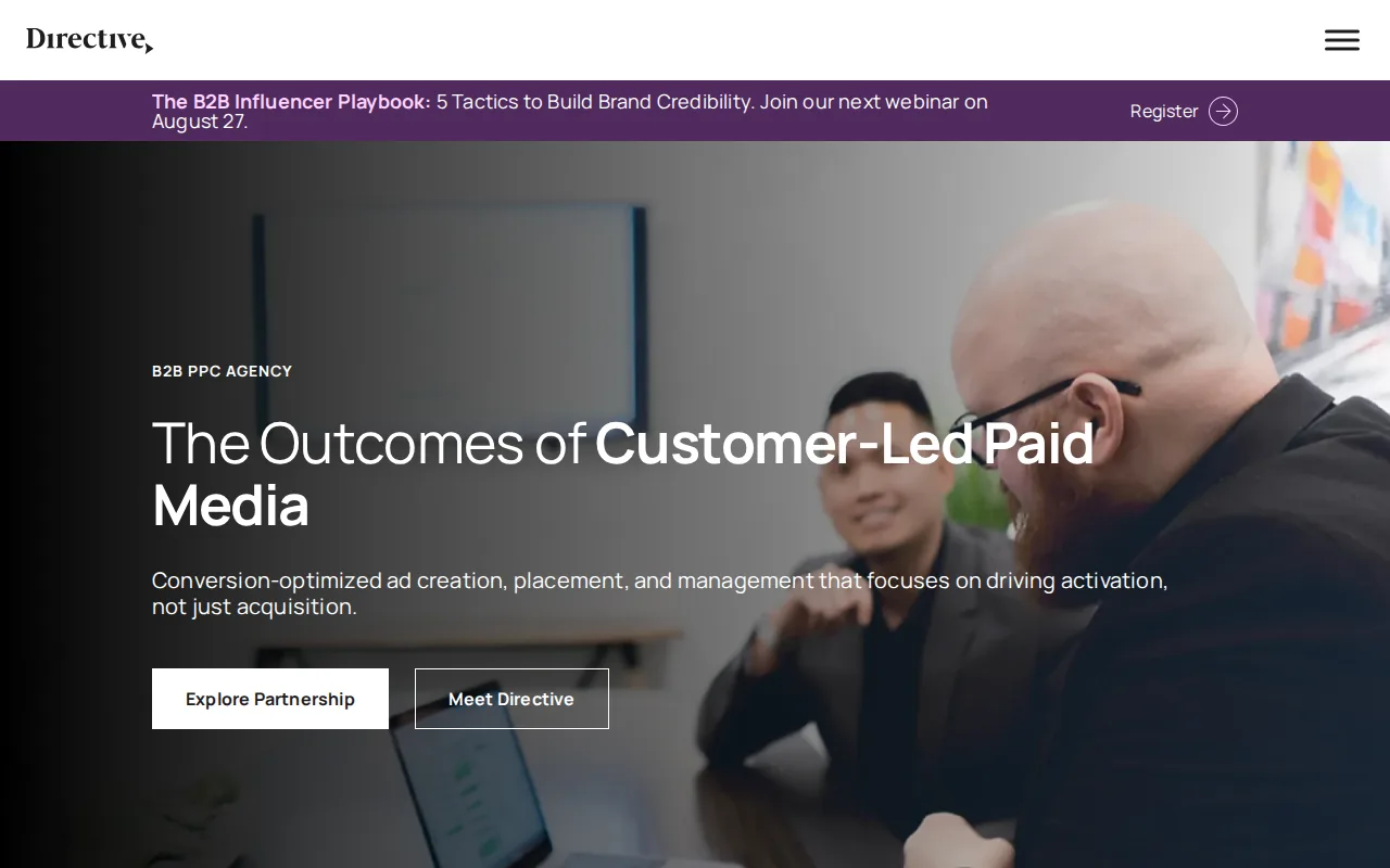 Best B2B PPC Agencies for 2026 3 Screenshot of the Directive Consulting website