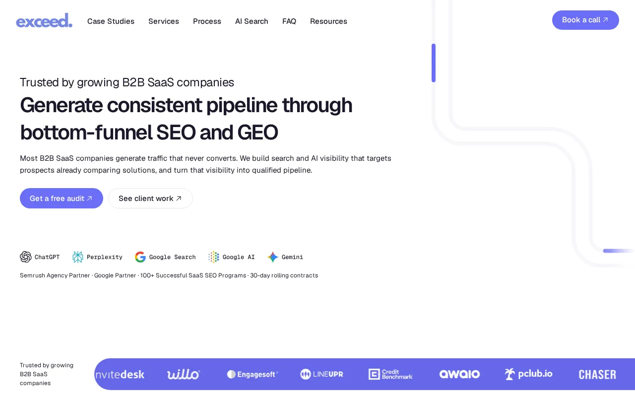 Best B2B SEO Agencies for 2026 2 Screenshot of the Exceed SEO website