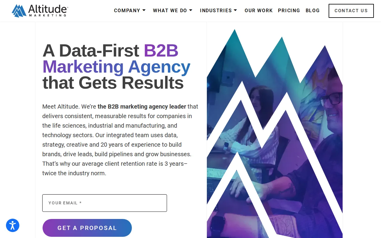Screenshot of the Altitude Marketing website