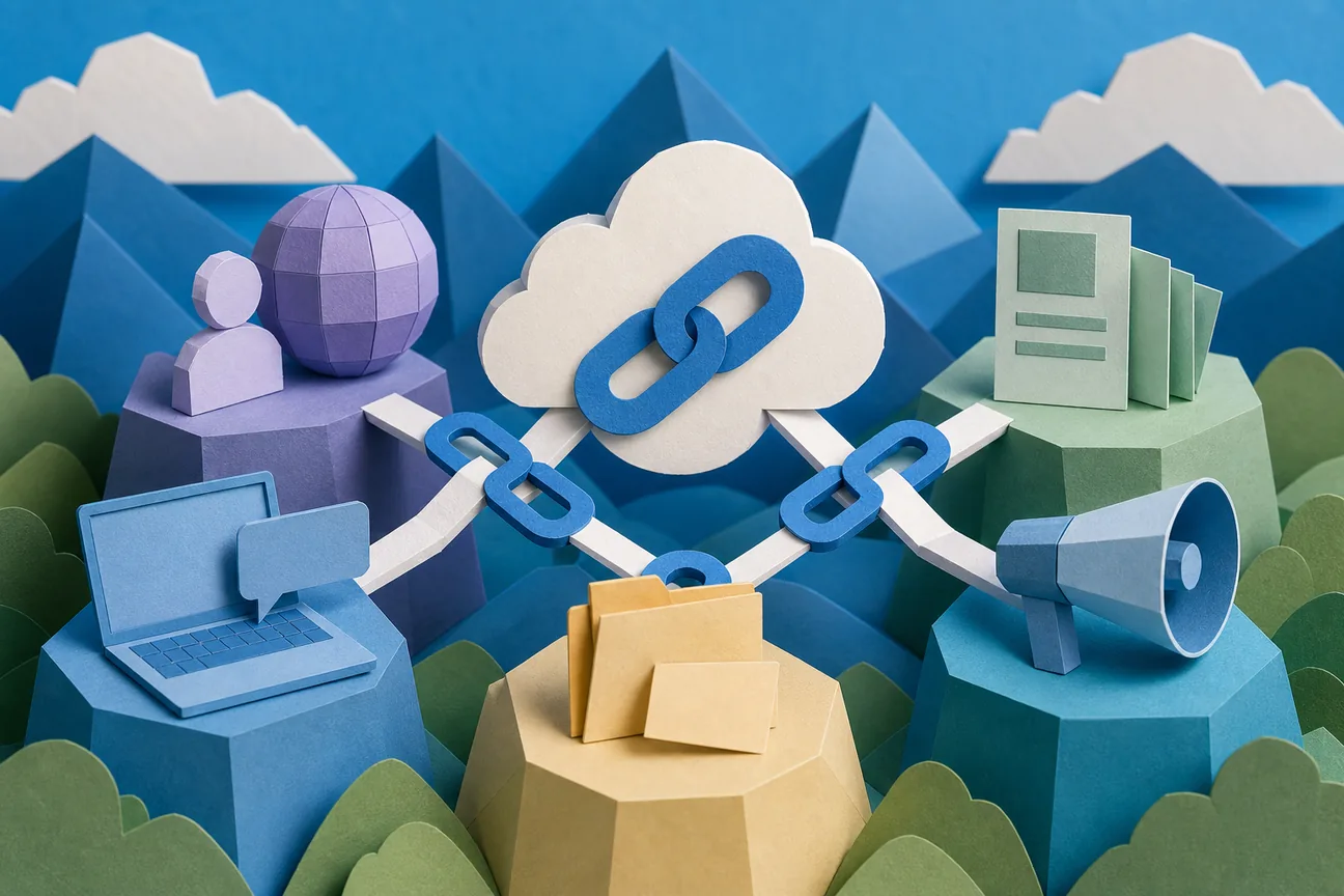 Papercraft illustration of Best Backlinks for SaaS: 5 Tools and Services