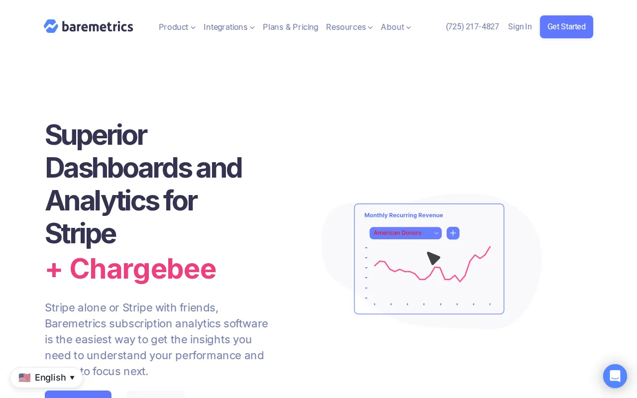 Baremetrics homepage screenshot