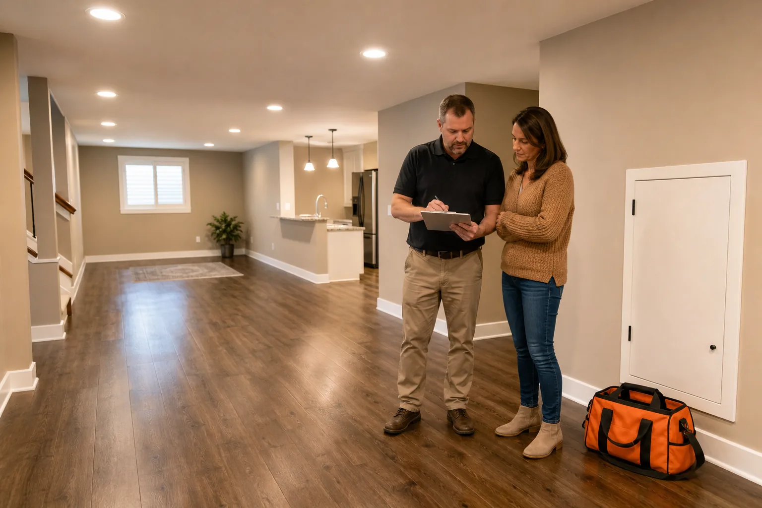 finished basement drywall flooring lighting and final inspection checklist.