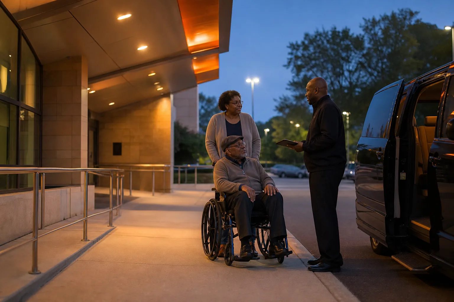 confirming pickup and return details for medical appointment transportation