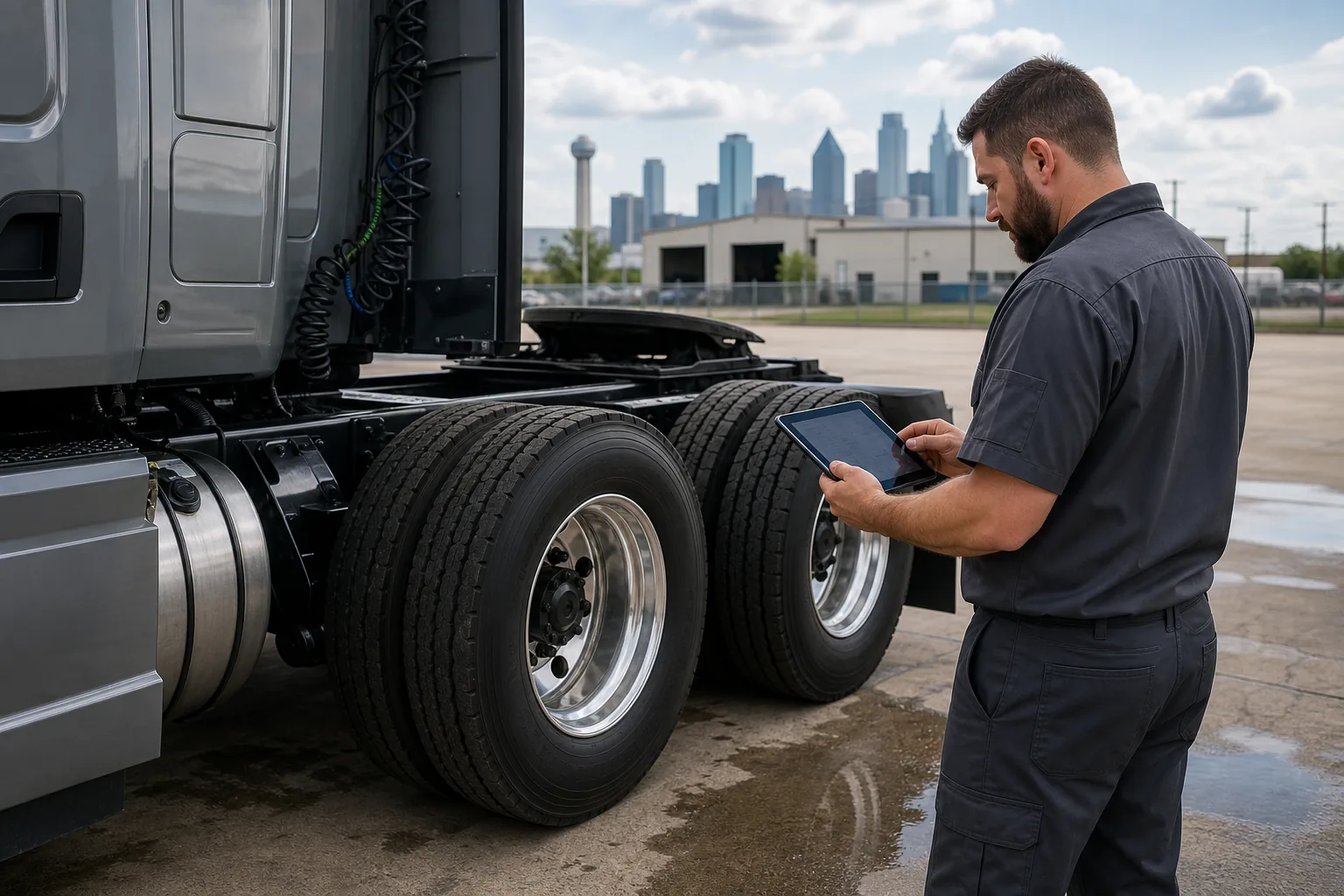 Final inspection commercial truck tire service