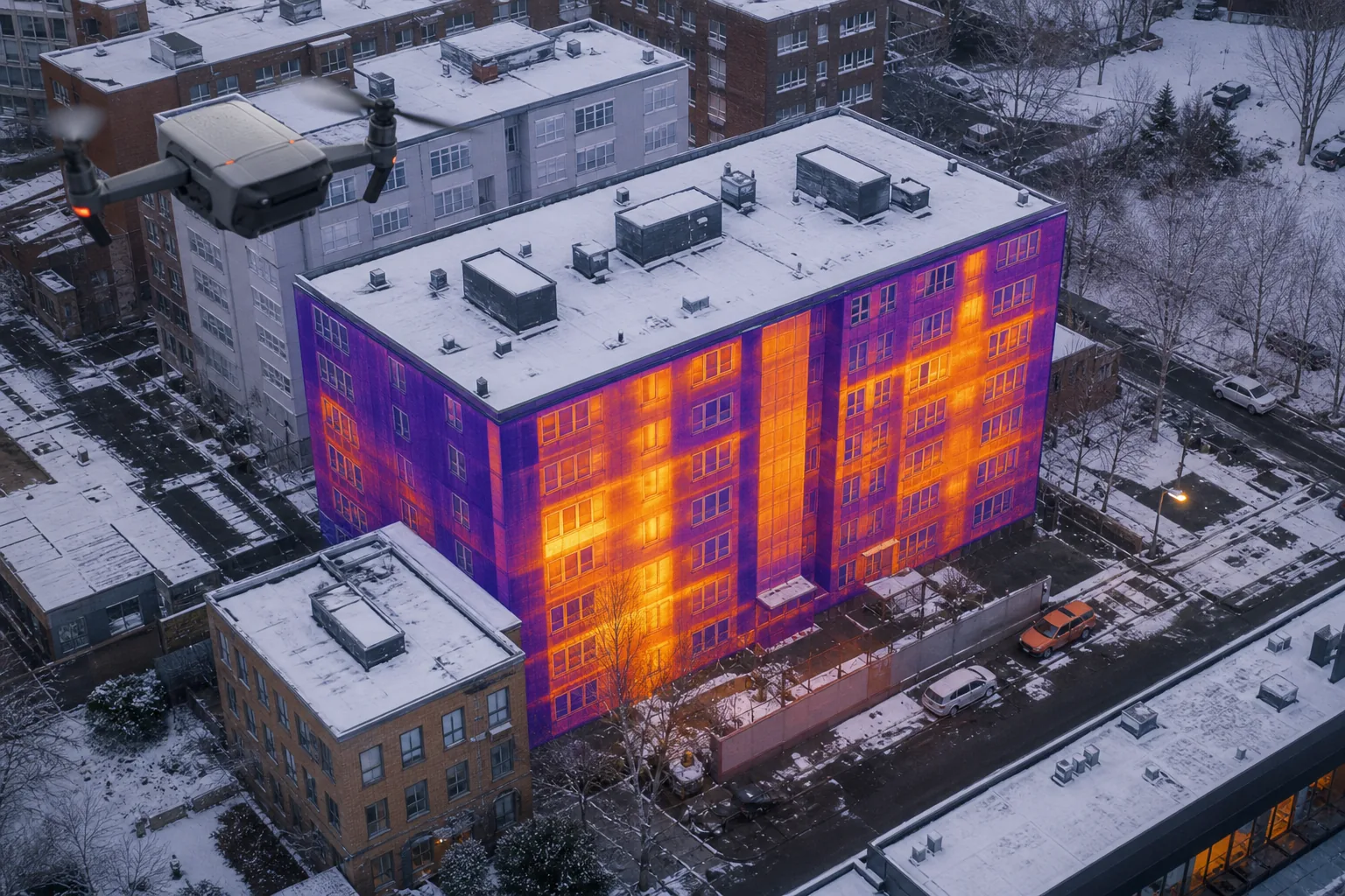 Building envelope diagnostics winter aerial survey