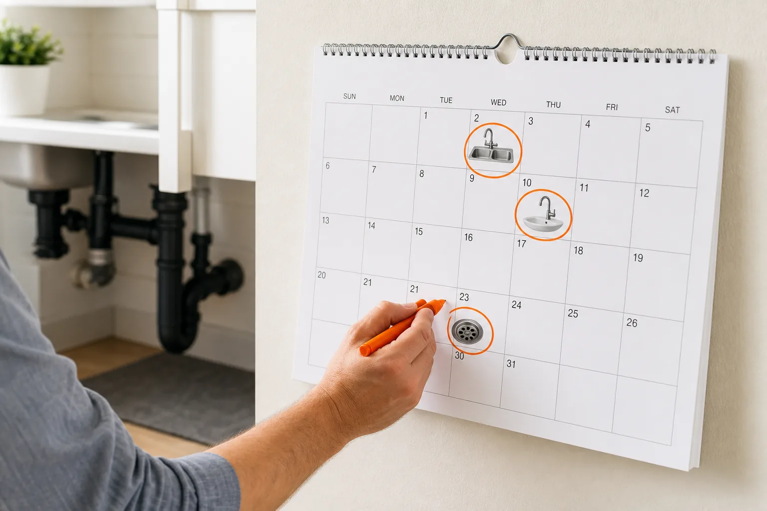 Calendar for drain cleaning schedule