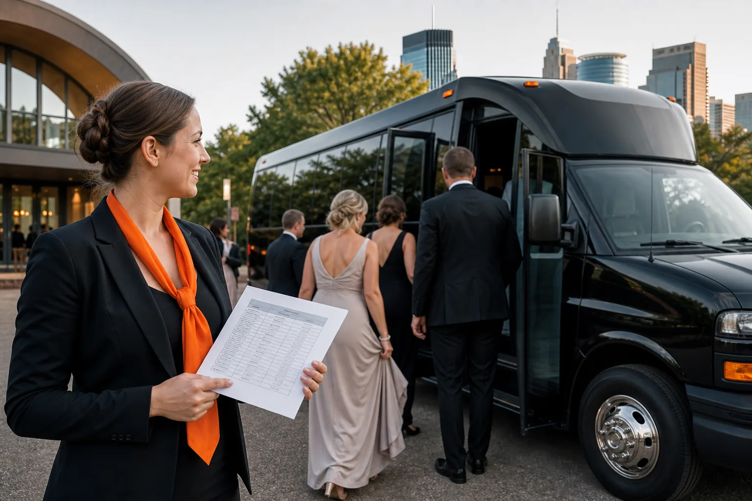 Wedding transportation coordinator confirming a Minneapolis party bus schedule