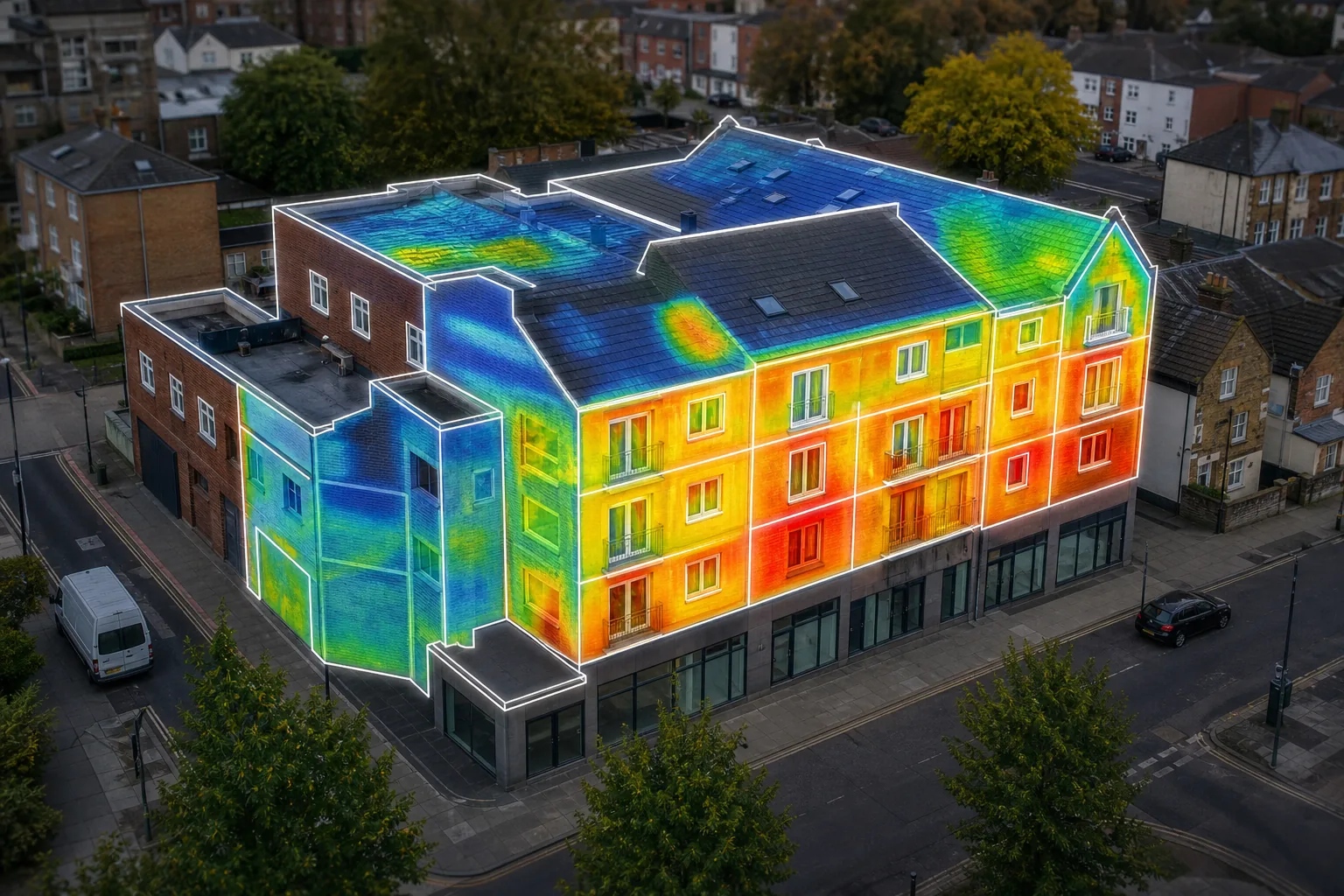 Building envelope heat loss diagnostics visual map