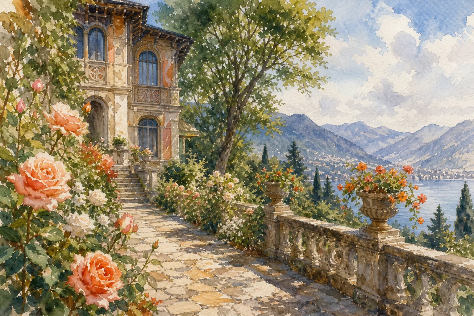 "Villino Rubini garden terrace art nouveau villa Brunate"