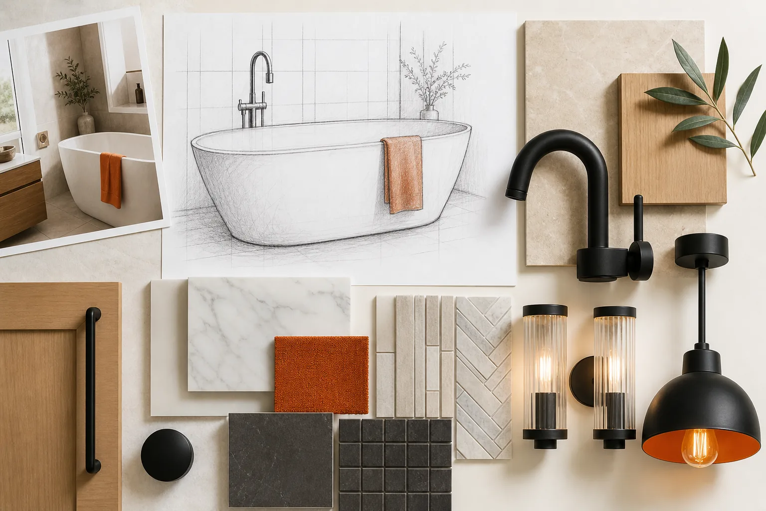 Bathroom design board for fixture selection