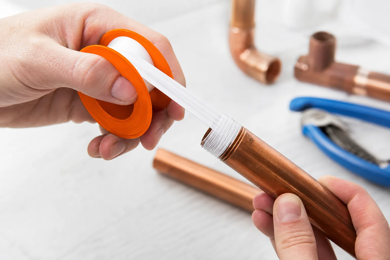 Pipe tape applied to threaded connection