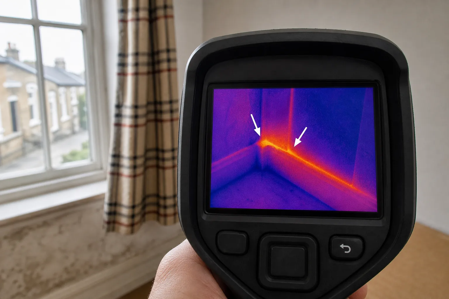 Thermal defect detection on building fabric.