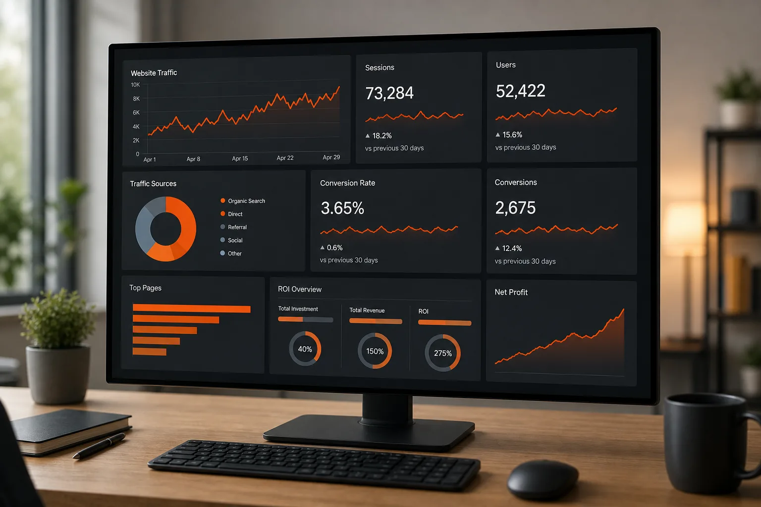 Website redesign ROI measurement visualization