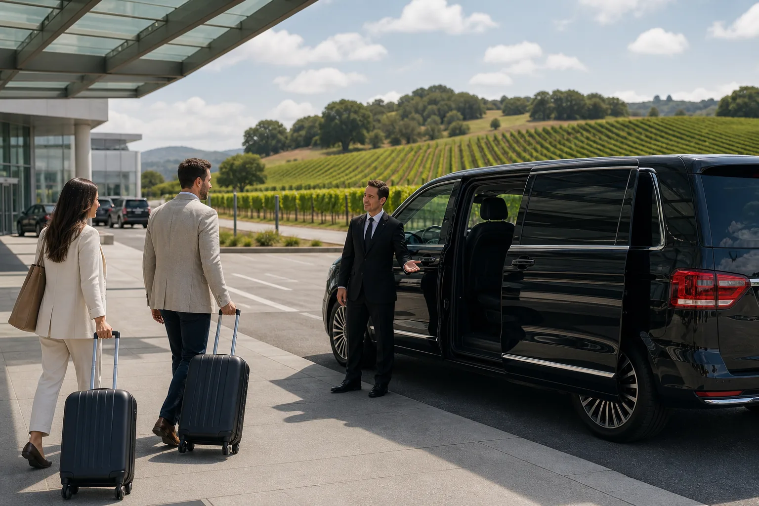 Chauffeur transportation for wine tours and airport connections
