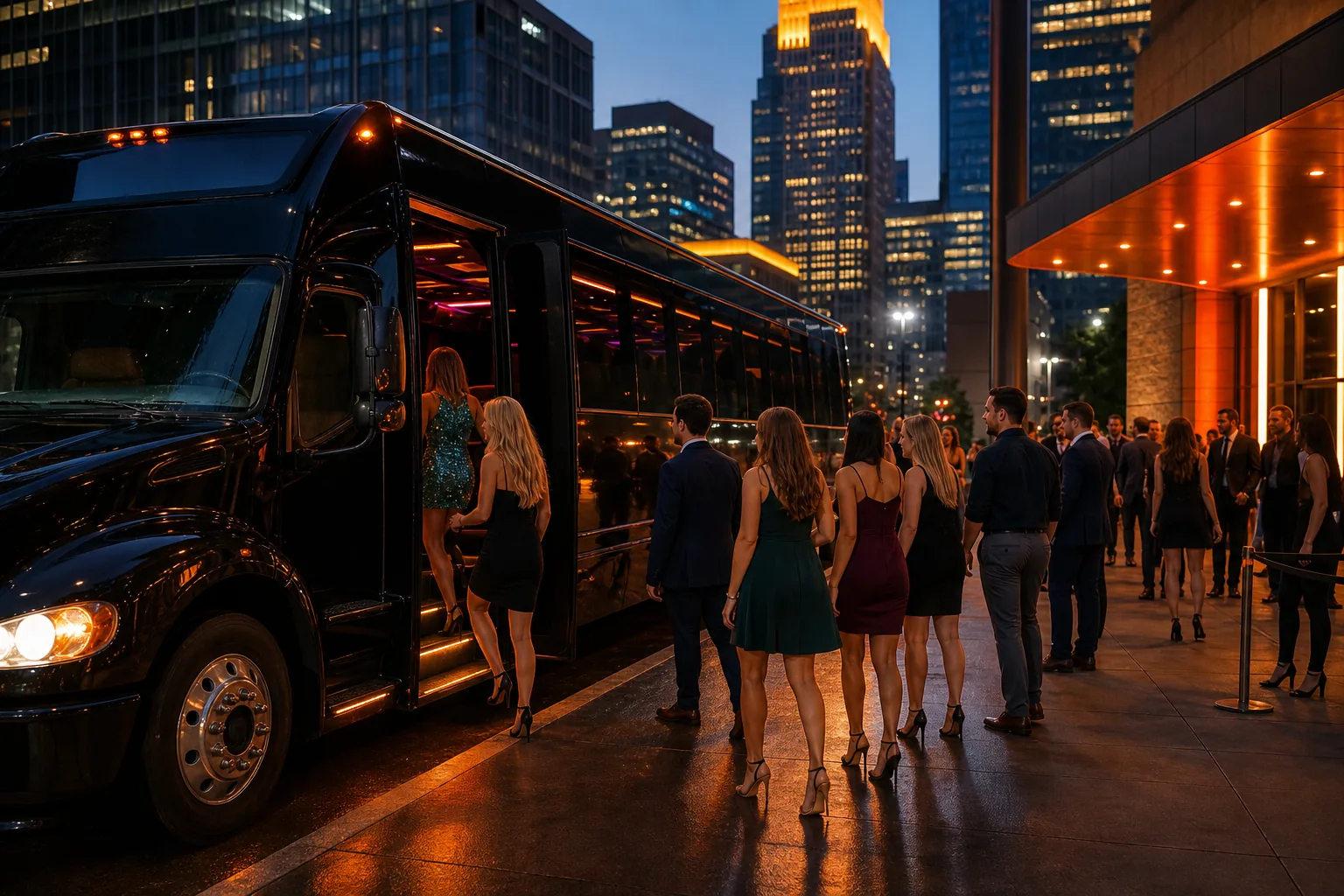 Minneapolis party bus hourly rental pricing and chauffeured group transportation