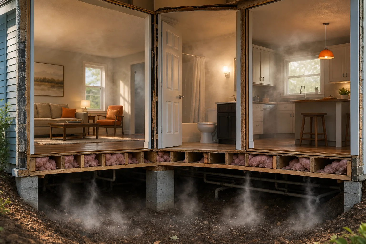 Common causes of high humidity in a house including leaks, indoor steam, and trapped moisture
