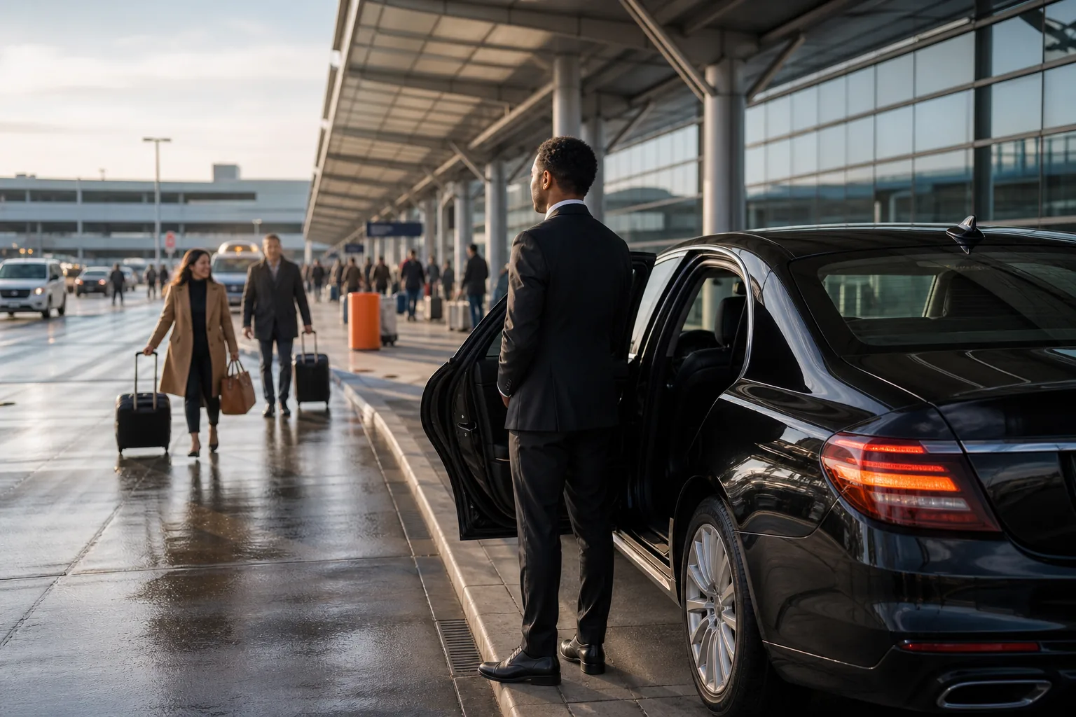 Minneapolis airport shuttle chauffeur waiting for travelers