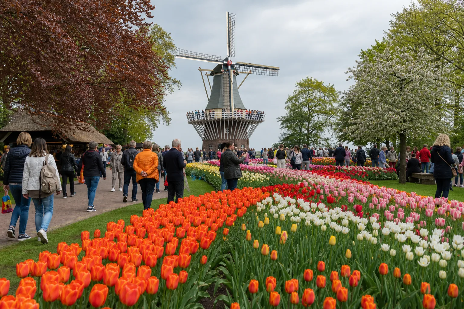 Keukenhof tulip gardens near Amsterdam in April