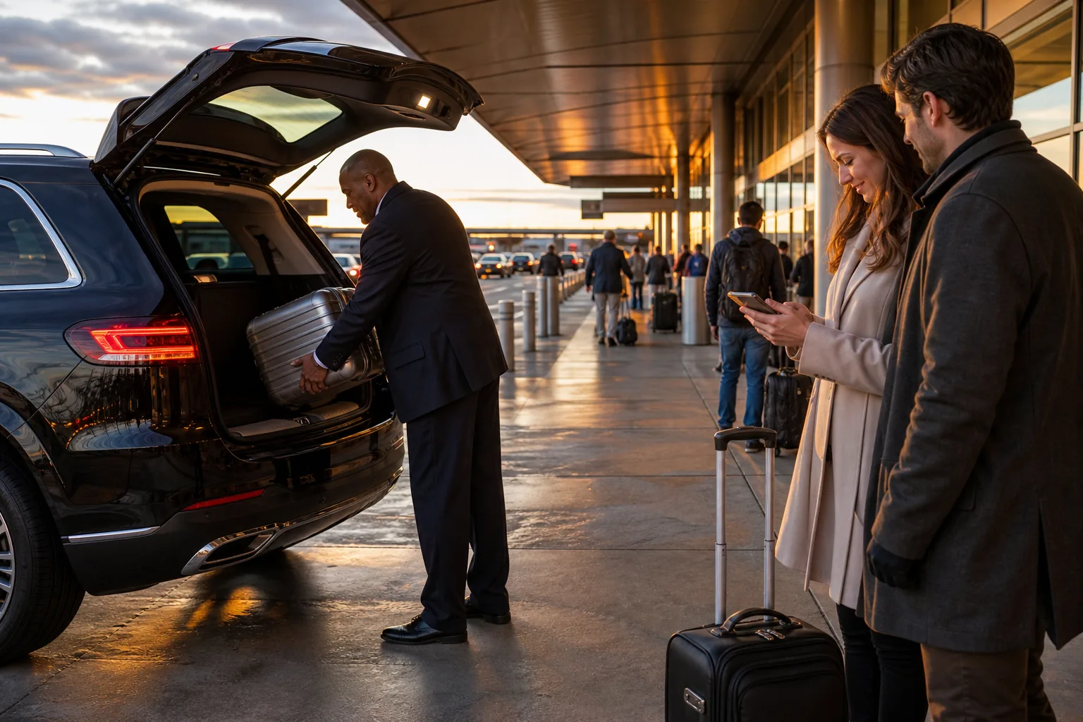 Private airport car service with luggage assistance at MSP