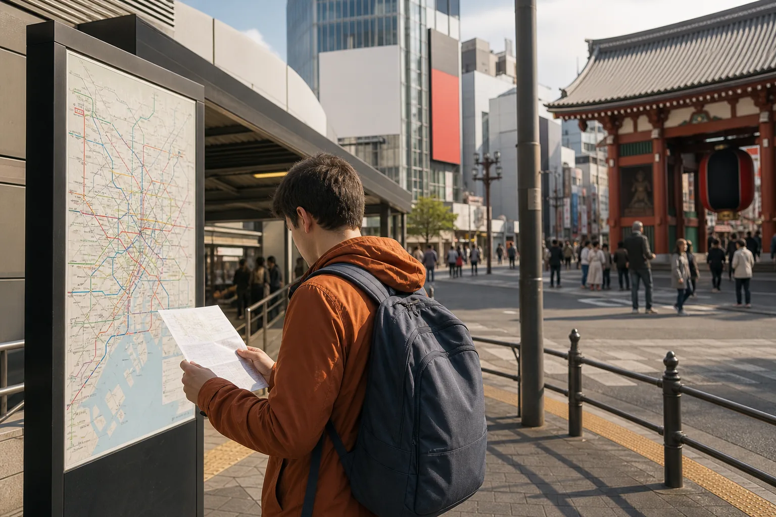 Traveler planning a Tokyo itinerary by neighborhood
