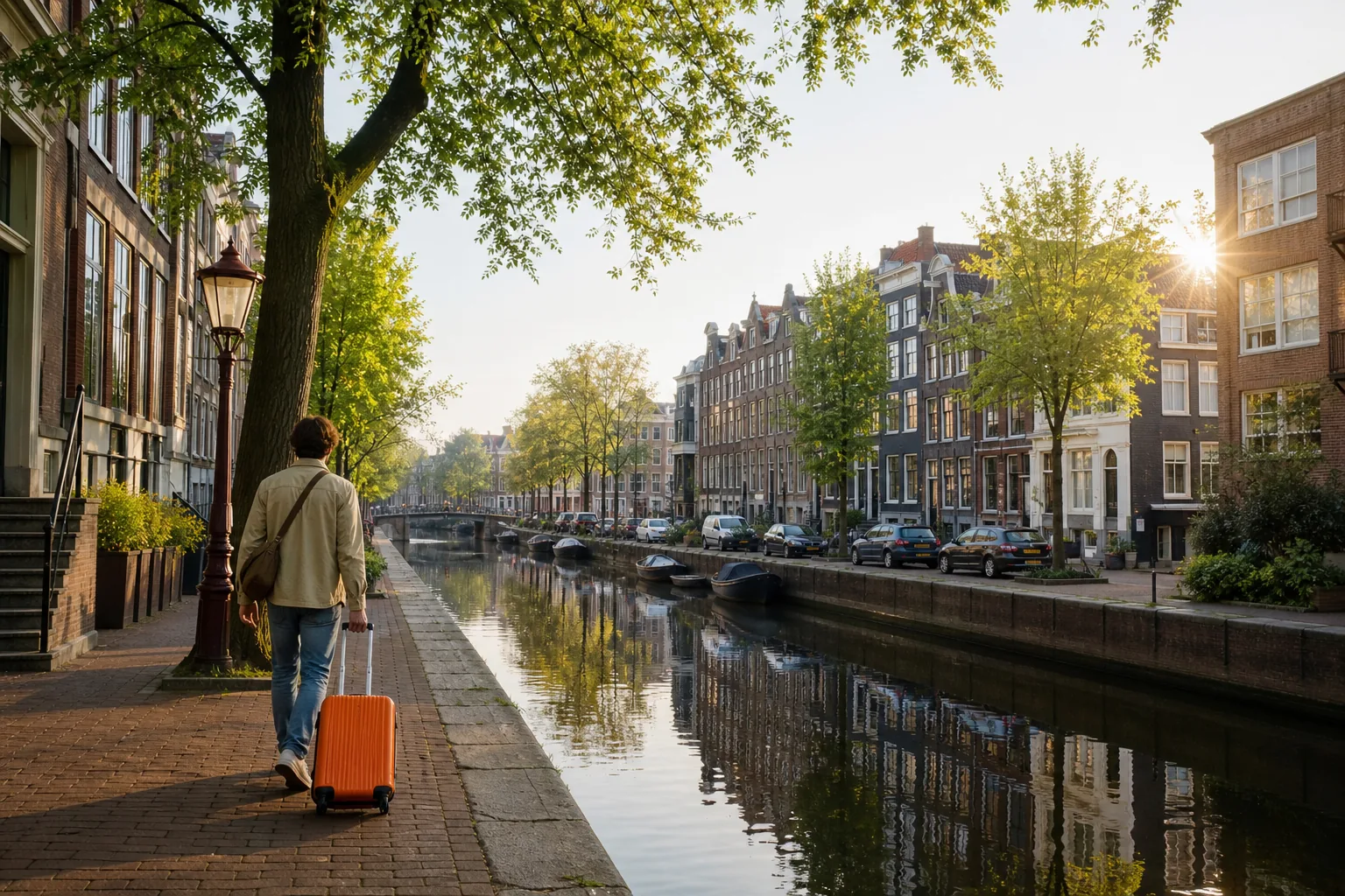 Amsterdam Jordaan canal and arrival base