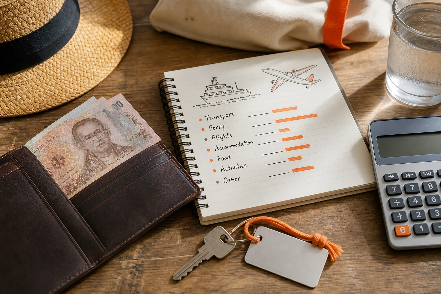Thailand travel budget planning with transport and accommodation costs.