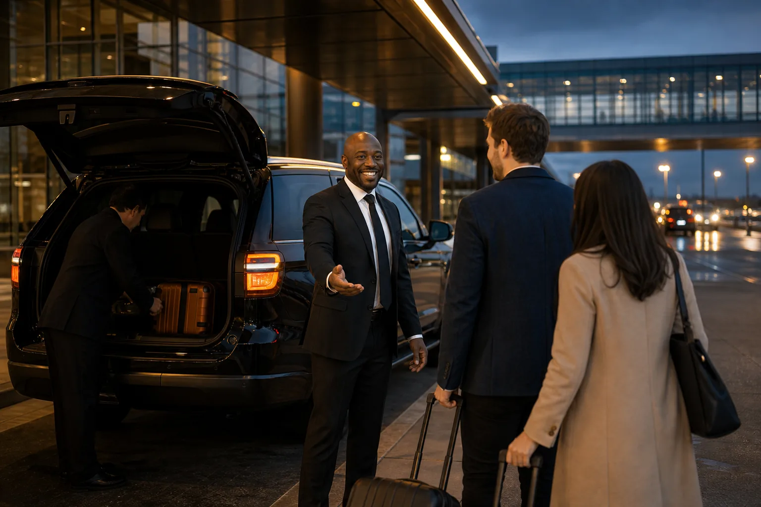 Chauffeur meeting guests for an MSP airport hotel transfer