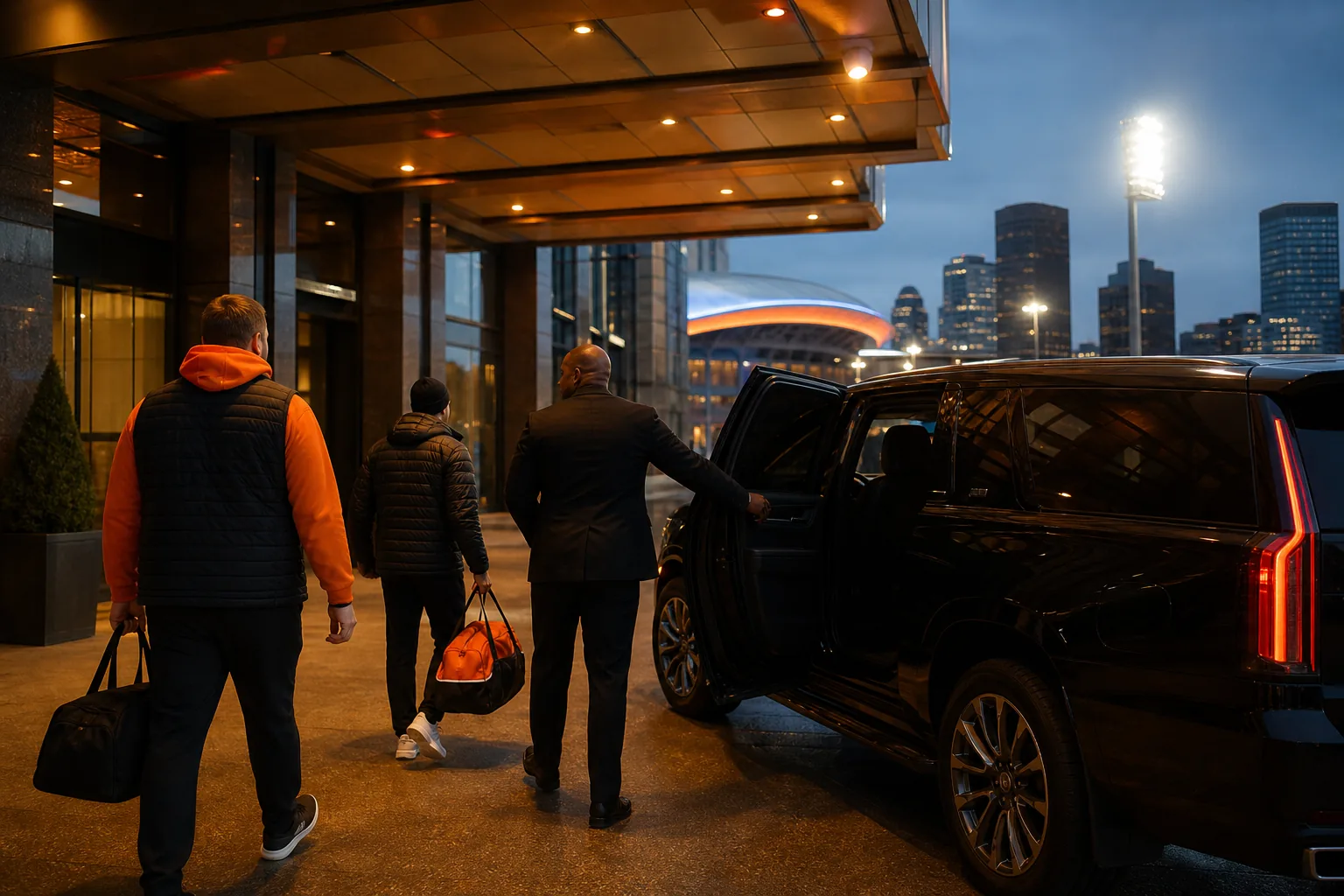 Minneapolis sporting event transportation pickup with luxury SUV