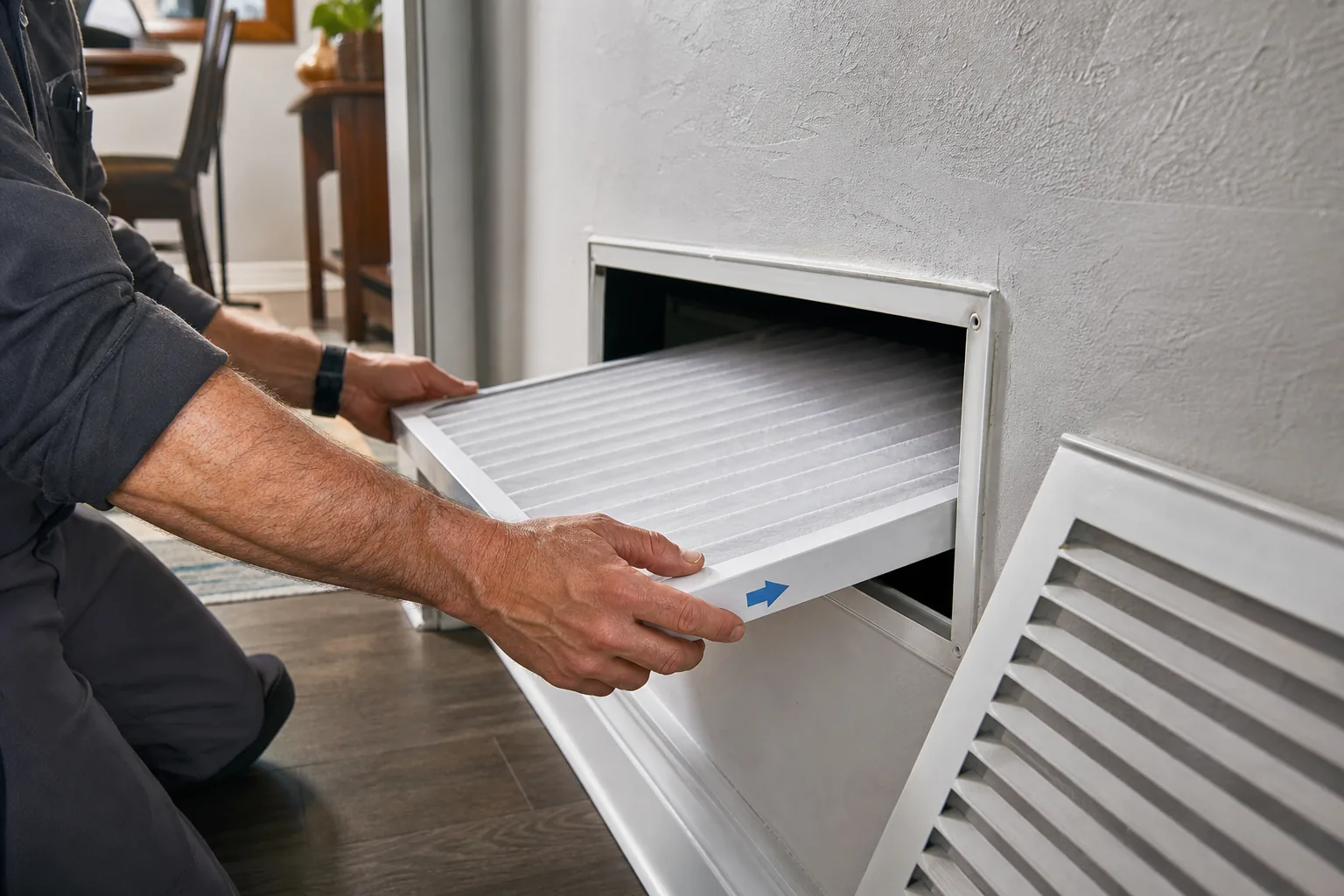 Replacing an air conditioner filter to help prevent the indoor coil from freezing.