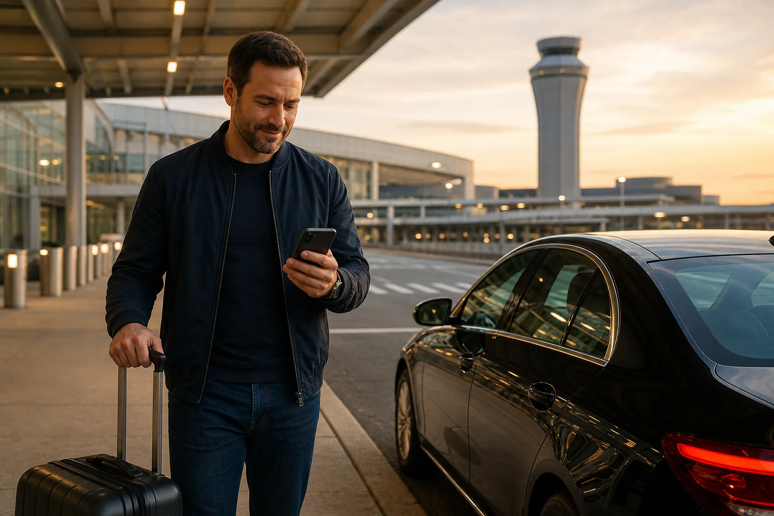 Traveler checking an airport car service discount code before booking Minneapolis airport transportation.