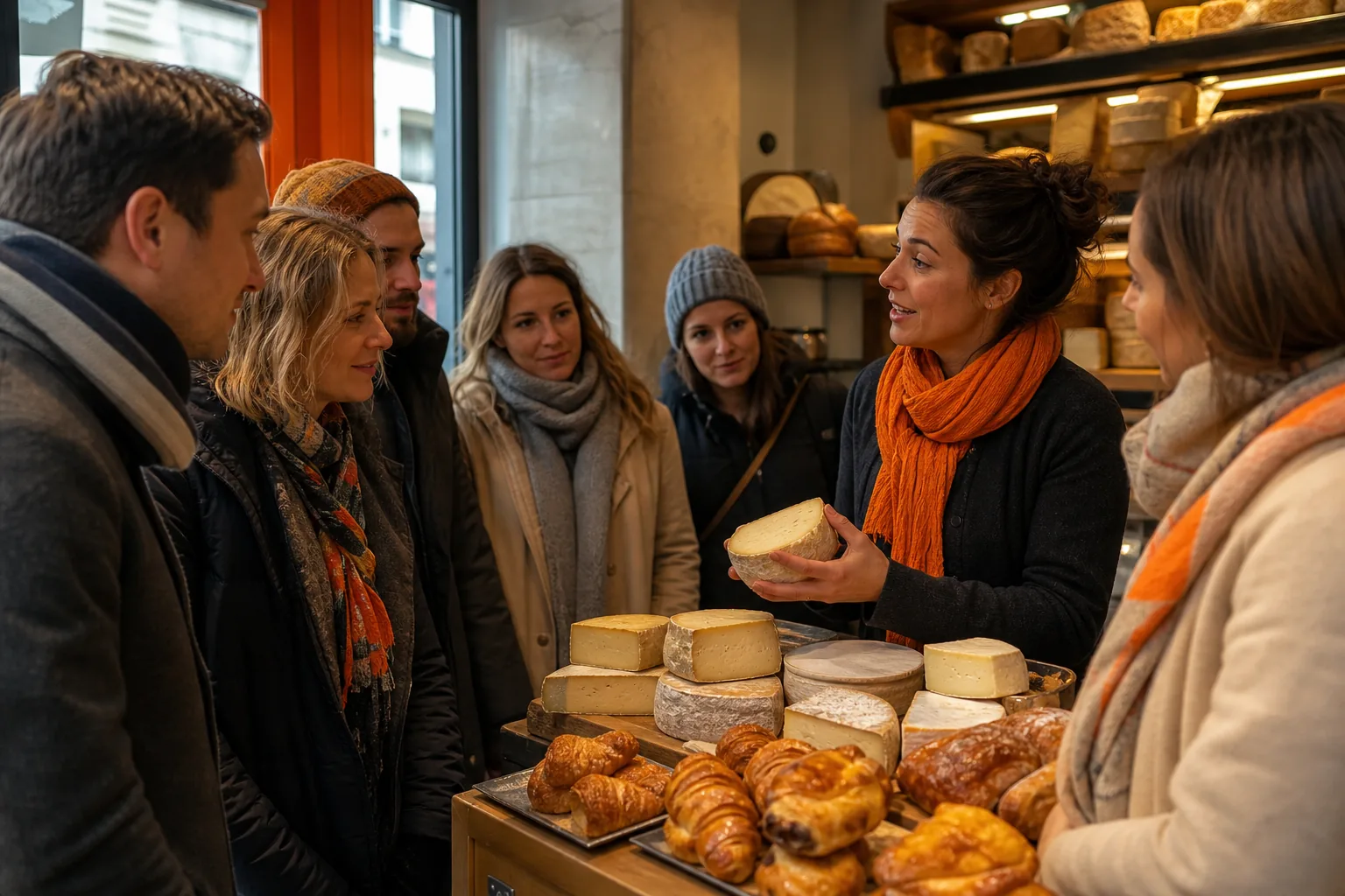 Small group Paris food and wine tour tasting cheese and pastries