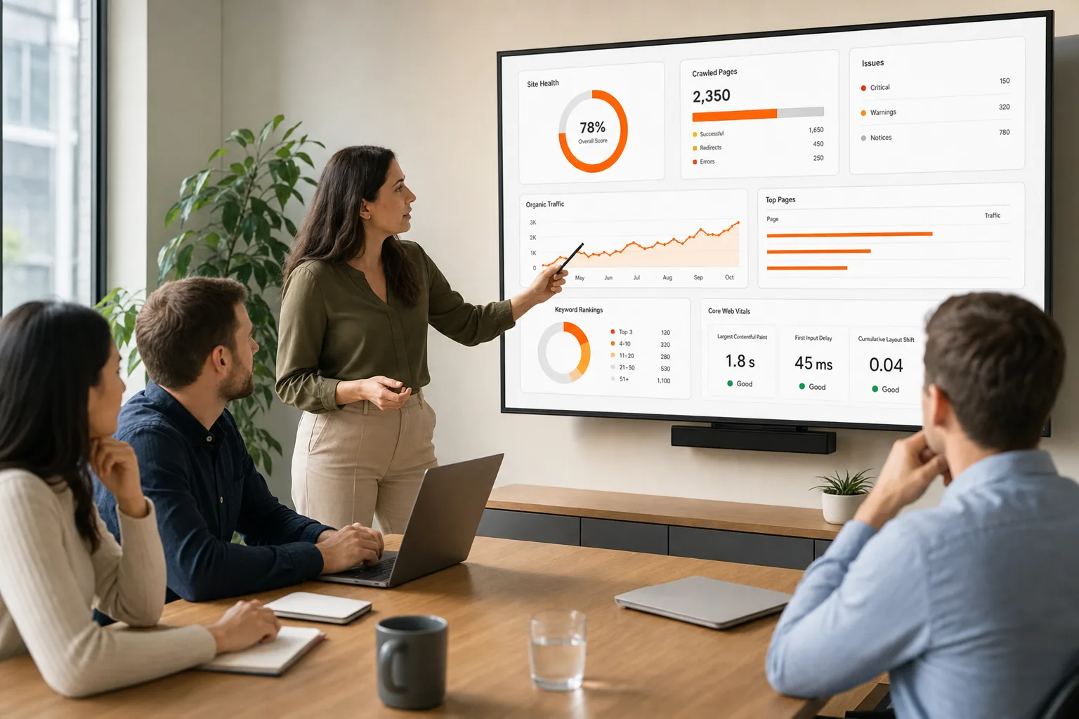 SEO audit reporting dashboard for stakeholder communication